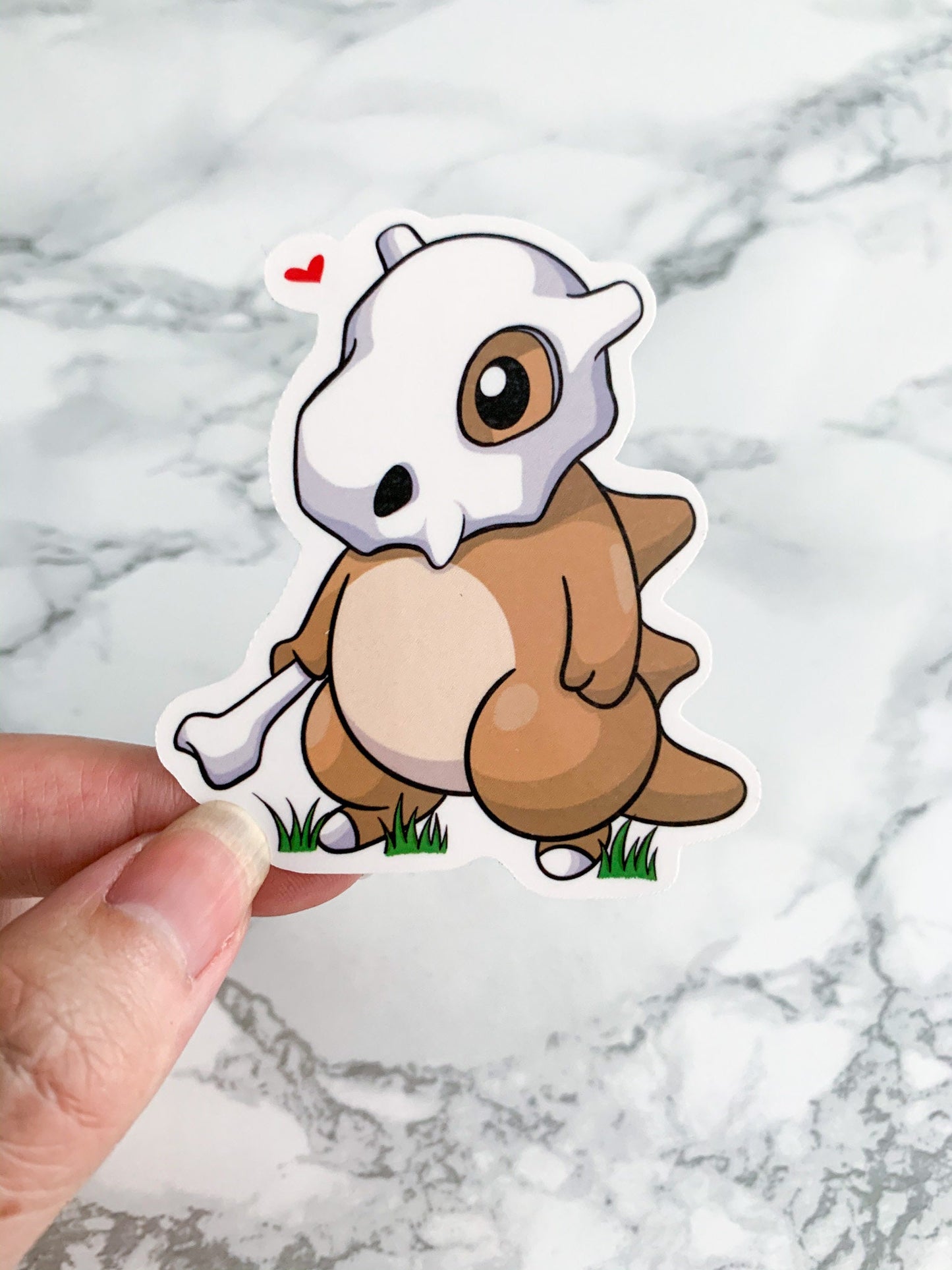 Pokemon Sticker / Cute Cubone with Heart / Kawaii Waterproof Laptop and Hydroflask Sticker