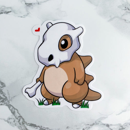 Pokemon Sticker / Cute Cubone with Heart / Kawaii Waterproof Laptop and Hydroflask Sticker