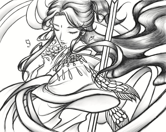 Xie Lian Digital Art Print / Crown Prince of Xianle / Tian Guan Ci Fu / 天官赐福 / Heaven's Official Blessing / HOB / Graphite Style