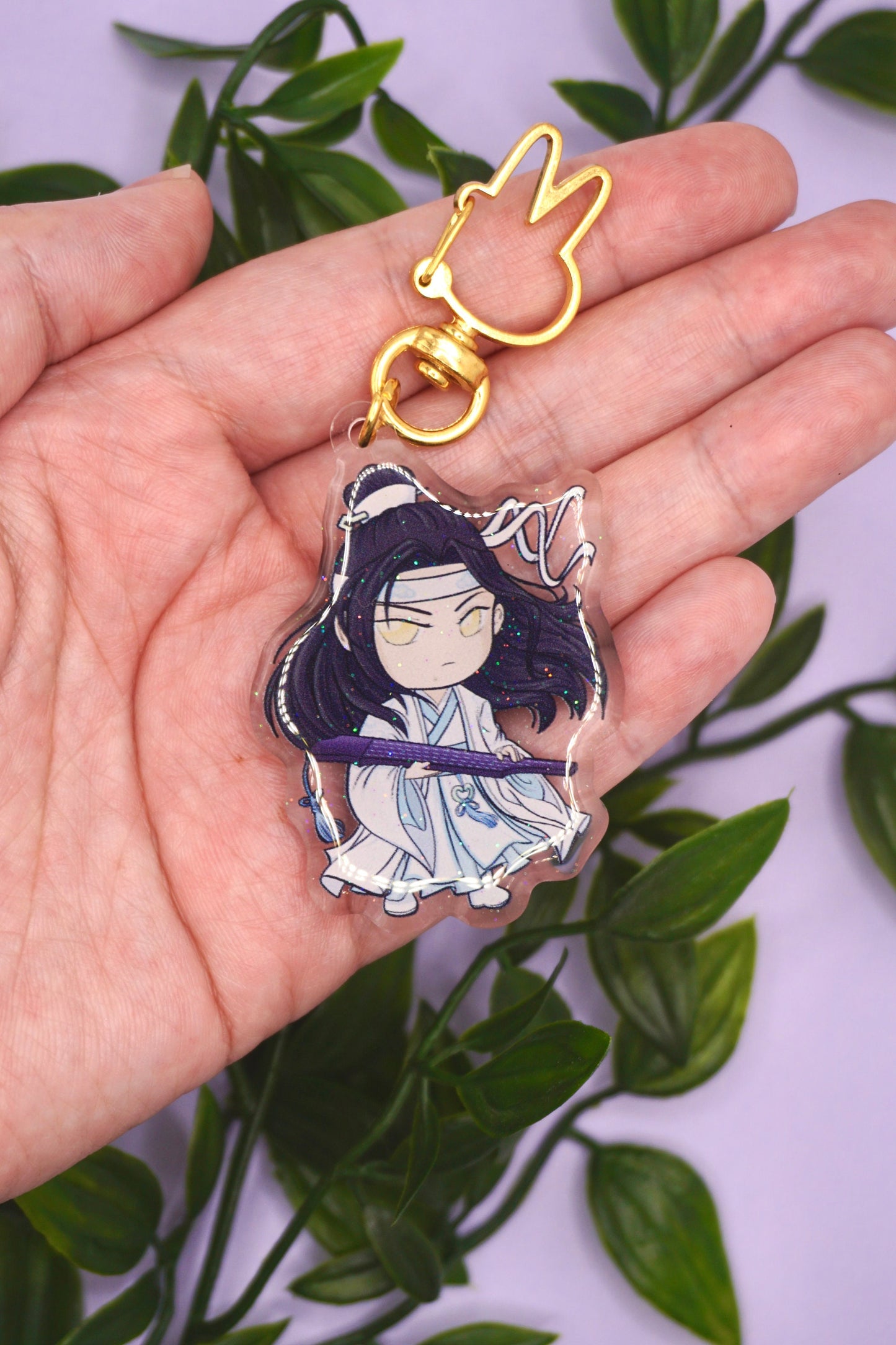 Cute Lan Wangji Double Sided Glitter Epoxy Clear Acrylic Keychain / MoDaoZuShi / The Untamed / The Grandmaster of Demonic Cultivation