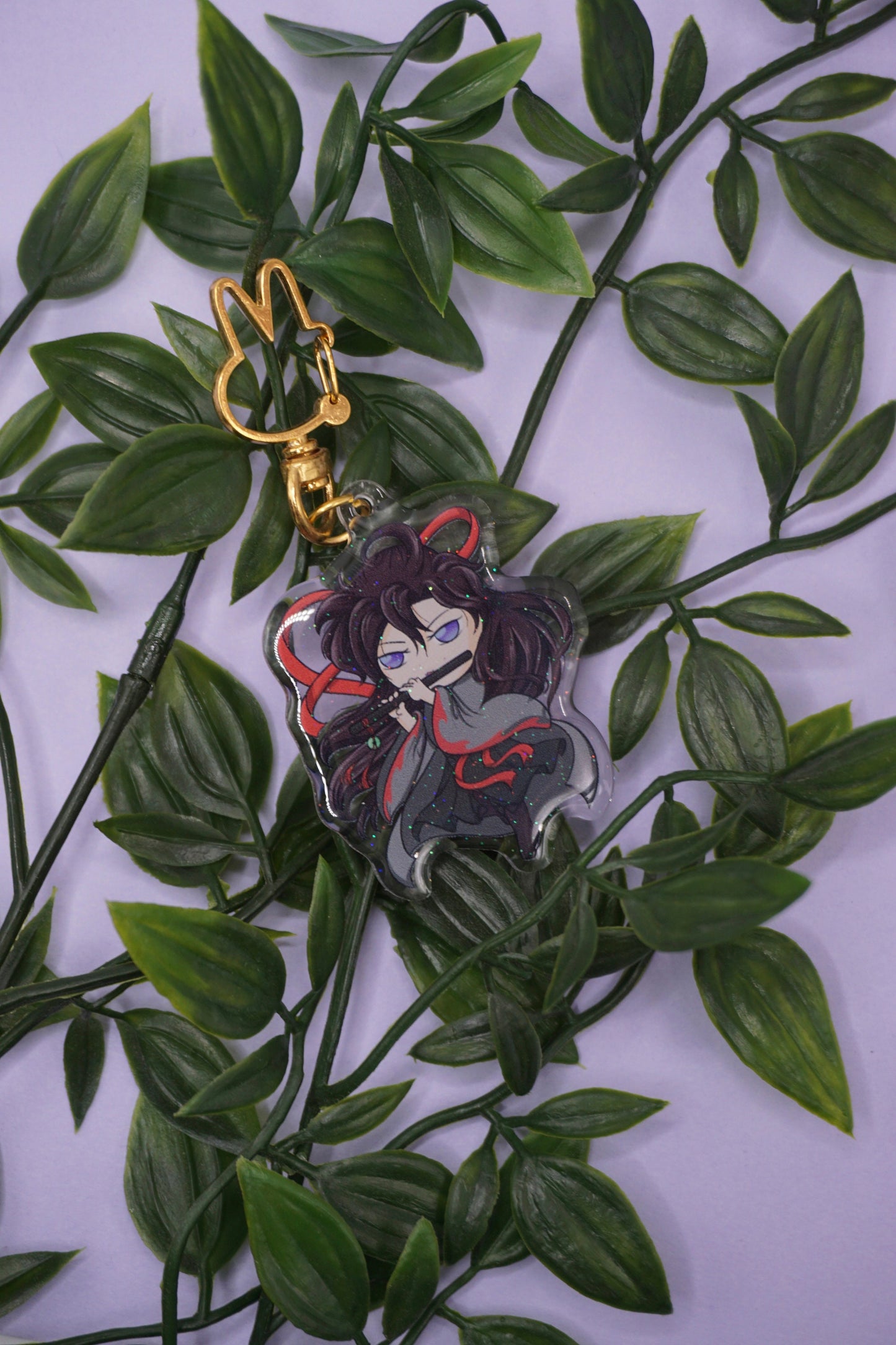 Cute Wei Wuxian Double Sided Glitter Epoxy Clear Acrylic Keychain / MoDaoZuShi / The Untamed / The Grandmaster of Demonic Cultivation