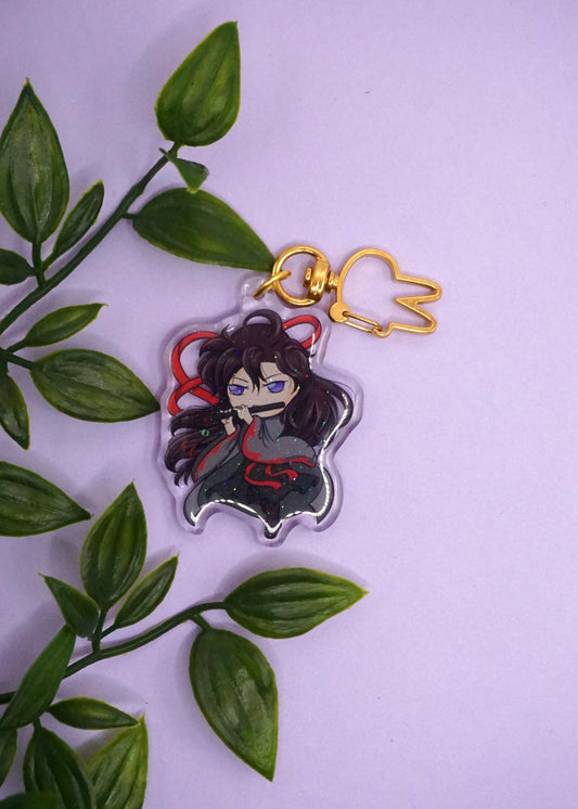 Cute Wei Wuxian Double Sided Glitter Epoxy Clear Acrylic Keychain / MoDaoZuShi / The Untamed / The Grandmaster of Demonic Cultivation