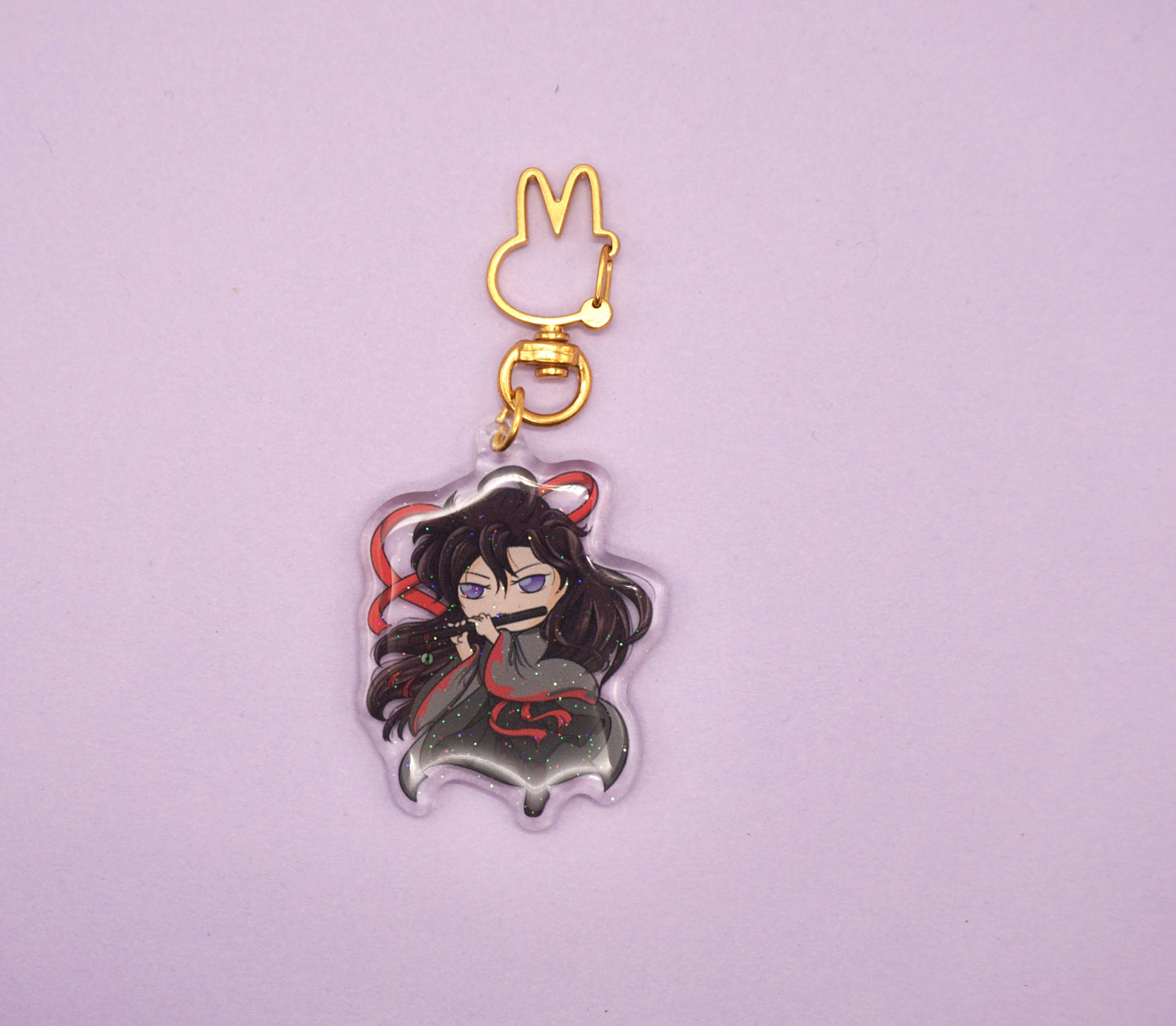 Cute Wei Wuxian Double Sided Glitter Epoxy Clear Acrylic Keychain / MoDaoZuShi / The Untamed / The Grandmaster of Demonic Cultivation