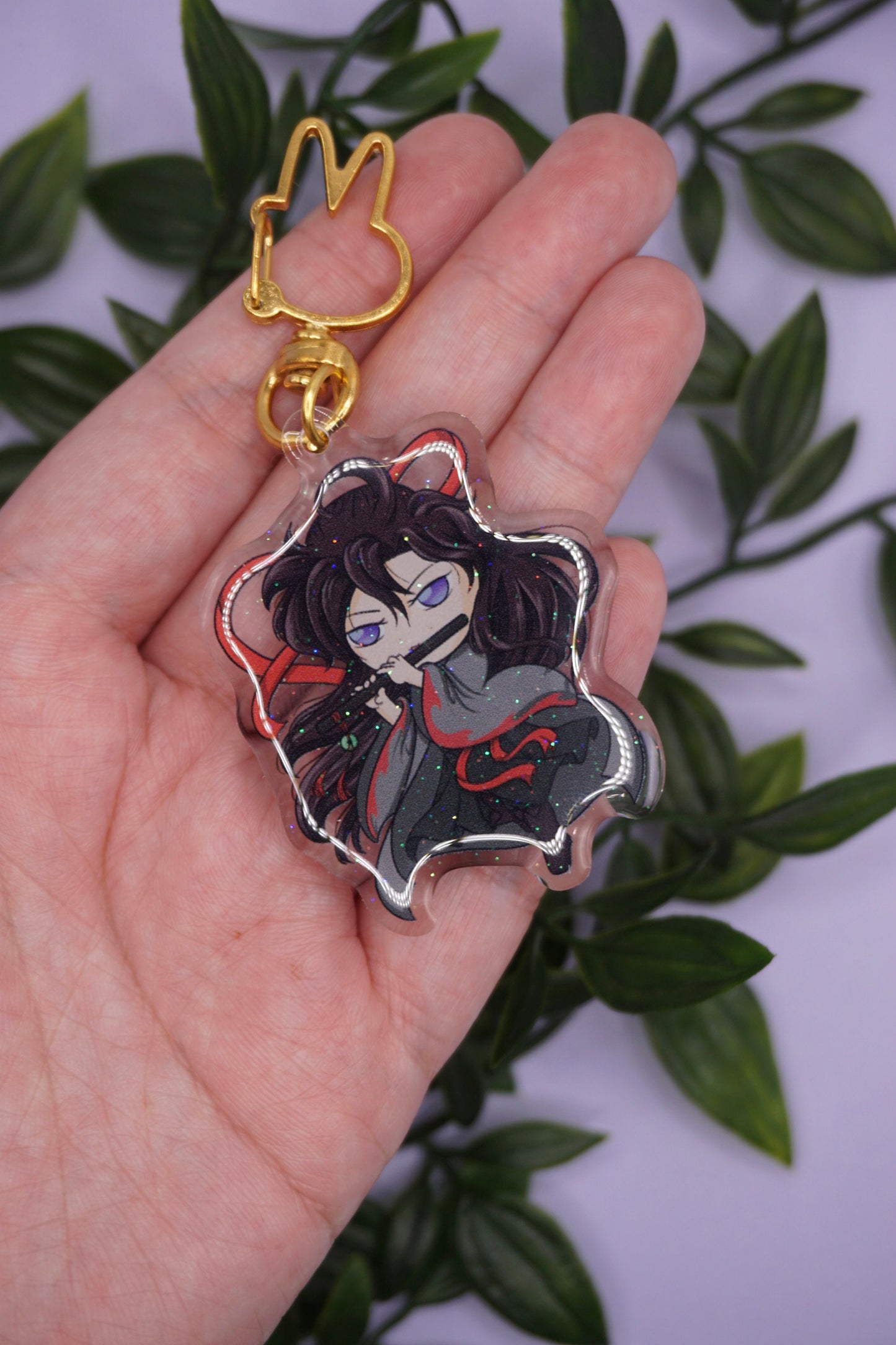 Cute Wei Wuxian Double Sided Glitter Epoxy Clear Acrylic Keychain / MoDaoZuShi / The Untamed / The Grandmaster of Demonic Cultivation