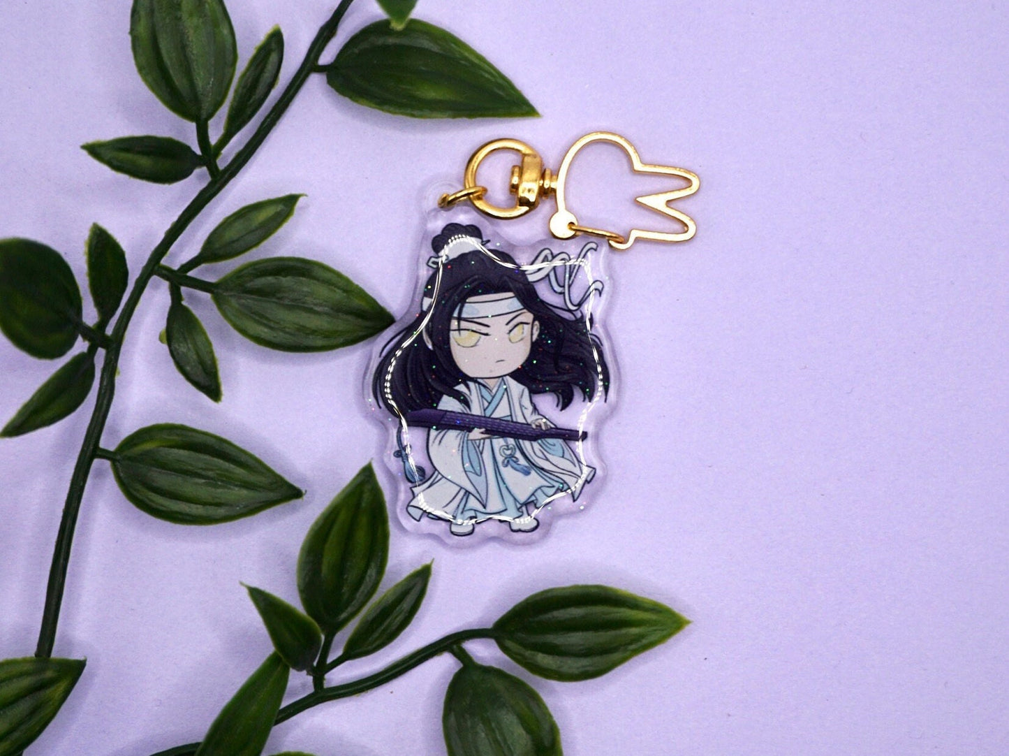 Cute Lan Wangji Double Sided Glitter Epoxy Clear Acrylic Keychain / MoDaoZuShi / The Untamed / The Grandmaster of Demonic Cultivation