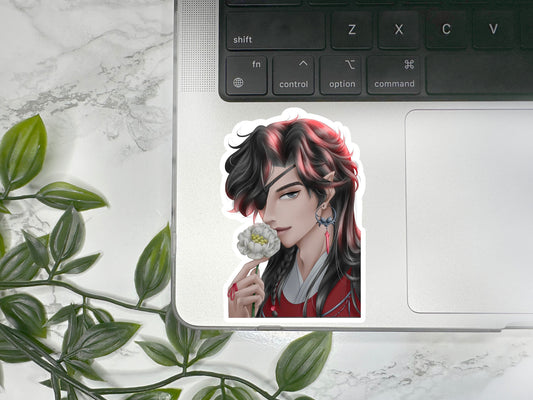 Hua Cheng Portrait with Flower Matte Waterproof Sticker / Tian Guan Ci Fu / Heaven's Official Blessing / HOB / TGCF / Laptop Decal