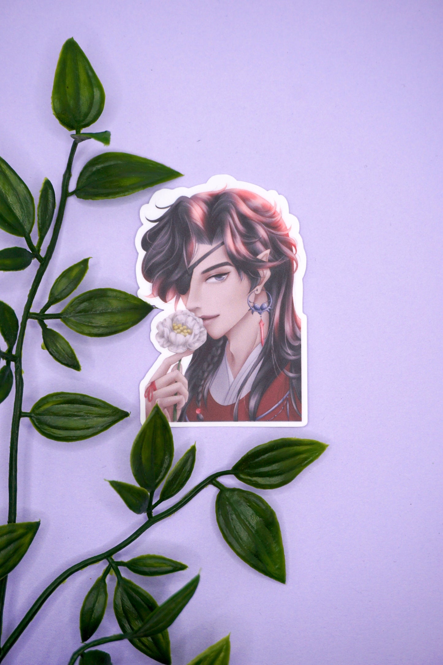 Hua Cheng Portrait with Flower Matte Waterproof Sticker / Tian Guan Ci Fu / Heaven's Official Blessing / HOB / TGCF / Laptop Decal